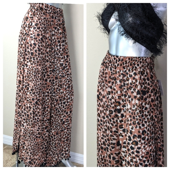 "WHIMSICAL" Pull On Elastic @ Waistline Pom Pom Detail Bohemian Palazzo Pants - Picture 5 of 14